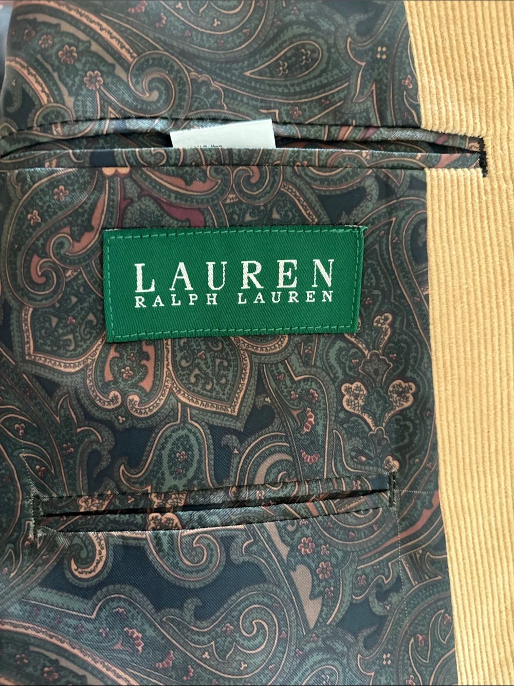 Lauren Ralph Lauren Camel Corduroy Sport Blazer Jacket Size 42R